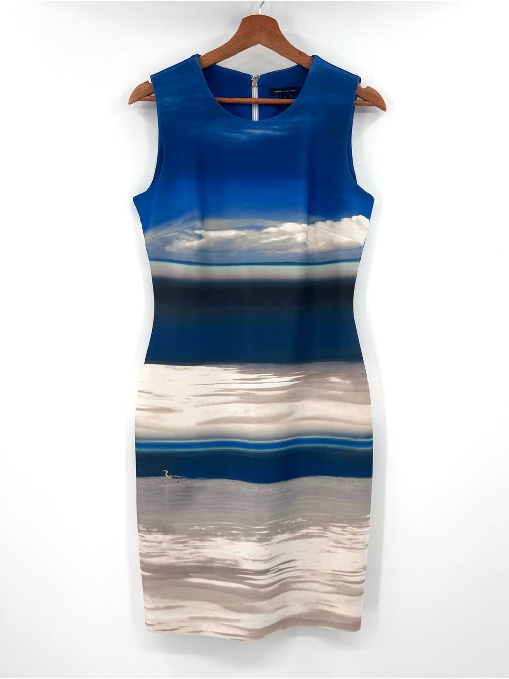 Tommy Hilfiger Women’s Blue Ocean Print Sleeveless Sheath Bodycon Dress Size 6